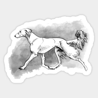 Saluki Trot Dog Art Sticker